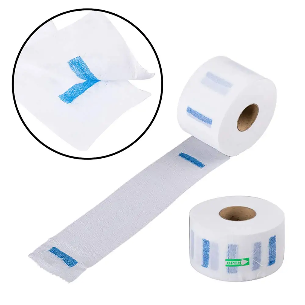 Disposable Paper Barber Neck Strips - 1 Rolls 100 Strips Professional Stretchy Paper Neck Band for Salon Haircut Styling
