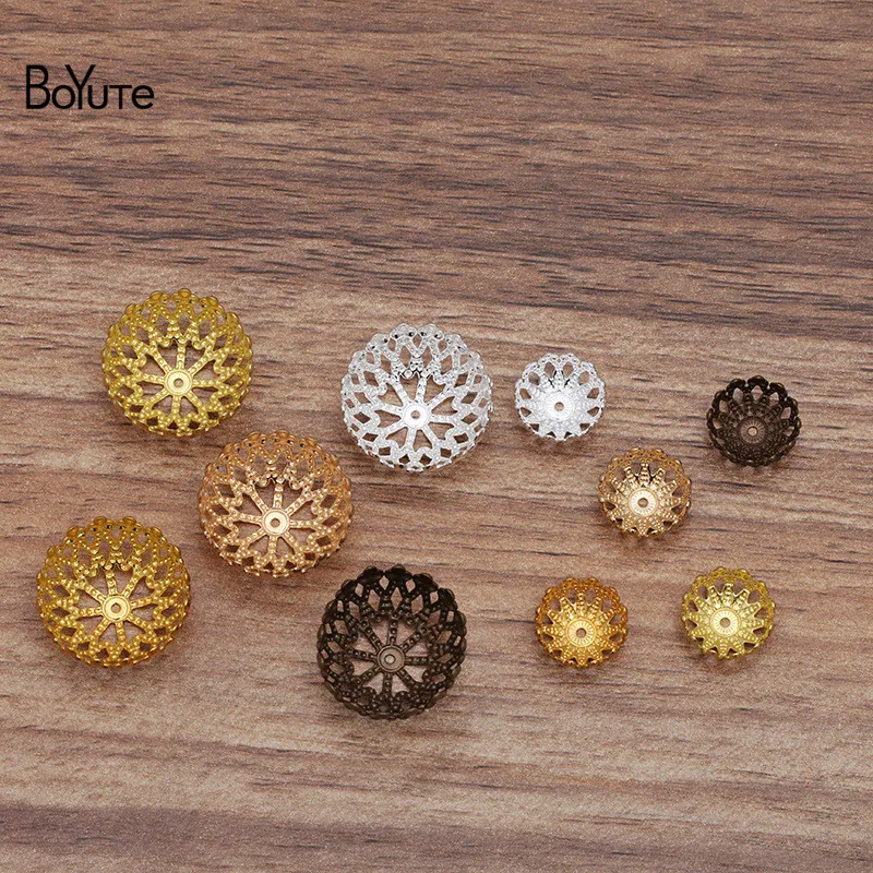 BoYuTe (100 Pieces/Lot) 12MM 20MM Metal Brass Filigree Flower Bead Caps Diy Hand Made Jewelry Findings Components