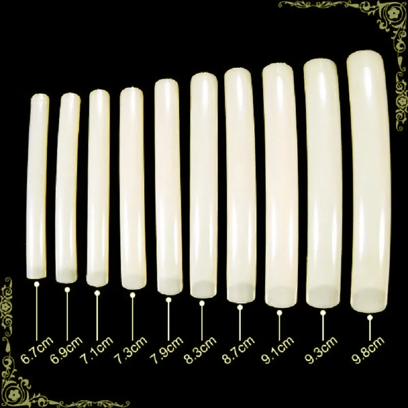 HUIQIRS 100Pcs/lot Natural Color Empress Curve Fake Acrylic SPECIAL LONG SALON FALSE NAIL TIPS Nail Art Tips False Nails