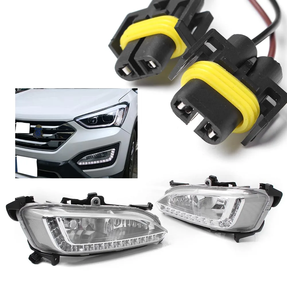 2Pcs Car LED Fog Light Daytime Running Light Day Driving Lamp For Hyundai IX45 Santa Fe 2013 2014 2015