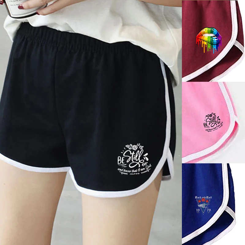 

Women's Summer Shorts 2022 Beach Style Casual Sport Fitness Breathable Rose/Letter/Lips Printing Female Tracksuit Short Pants