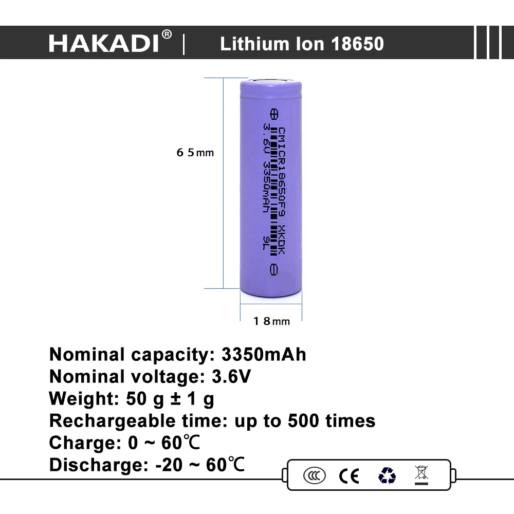 18650 Lithium-ion 3.7V 3350mAh Rechargeable 100% Brand New Cell For LED Flashlight DIY Energy Storage Battery Pack