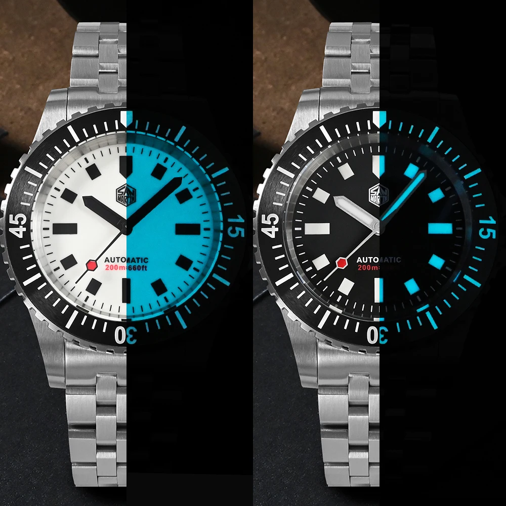 San Martin Men Diving Watch 41mm Miyota 8215 Original Design Automatic Mechanical Bracelet Waterproof 20 Bar Luminous BGW9