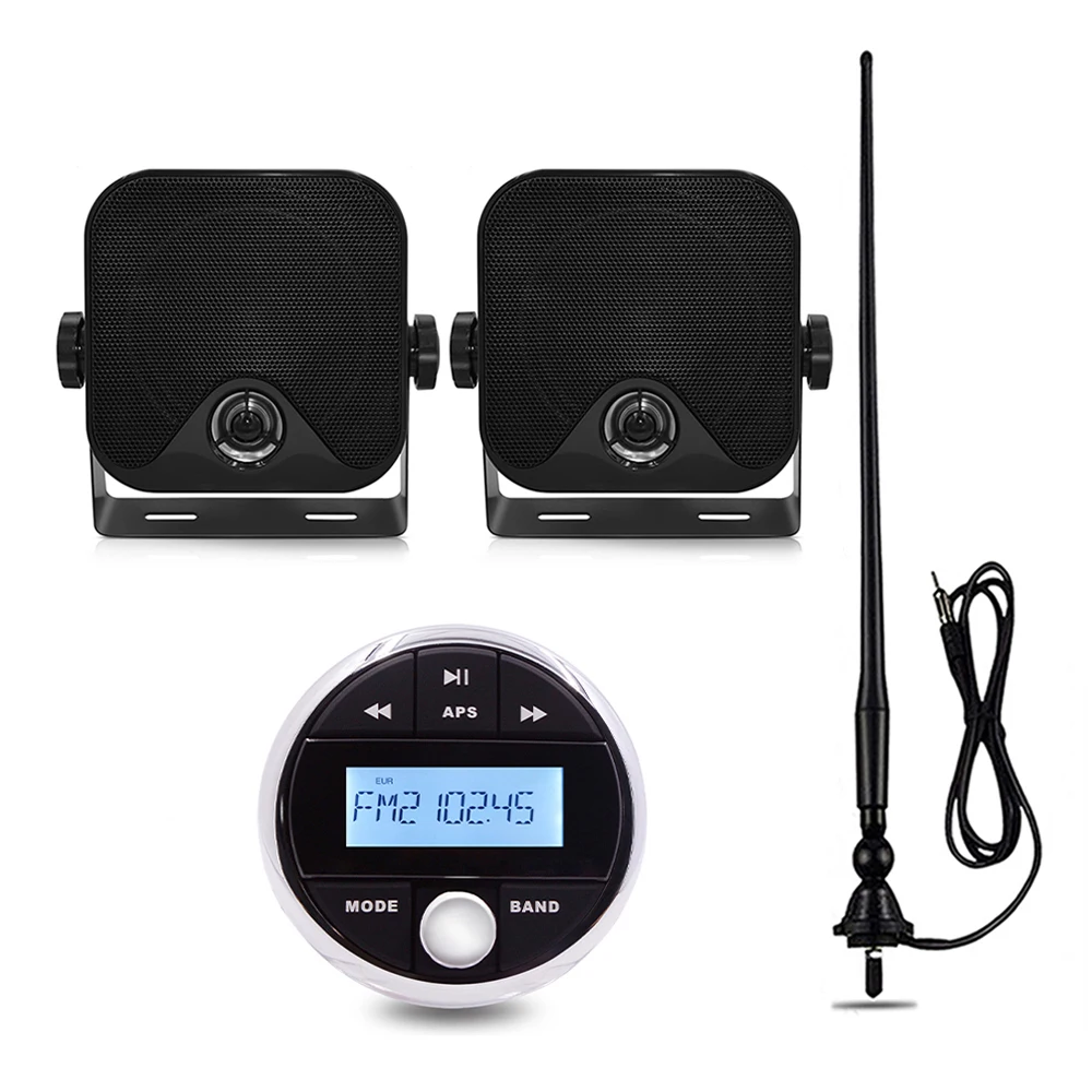 

Marine Audio Stereo Bluetooth FM AM Radio Receiver MP3 Player+4" Waterproof Marine Speaker+Antenna For ATV Pool Yacht Motorcycle