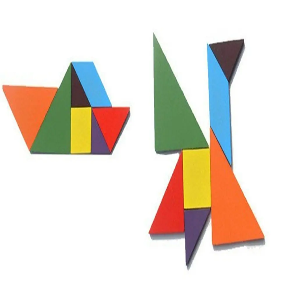 Fun Wooden Geometry Rhombus Tangram Puzzle Shape Cognitive Intellectual Development Children's Educational Enlightenment Toy