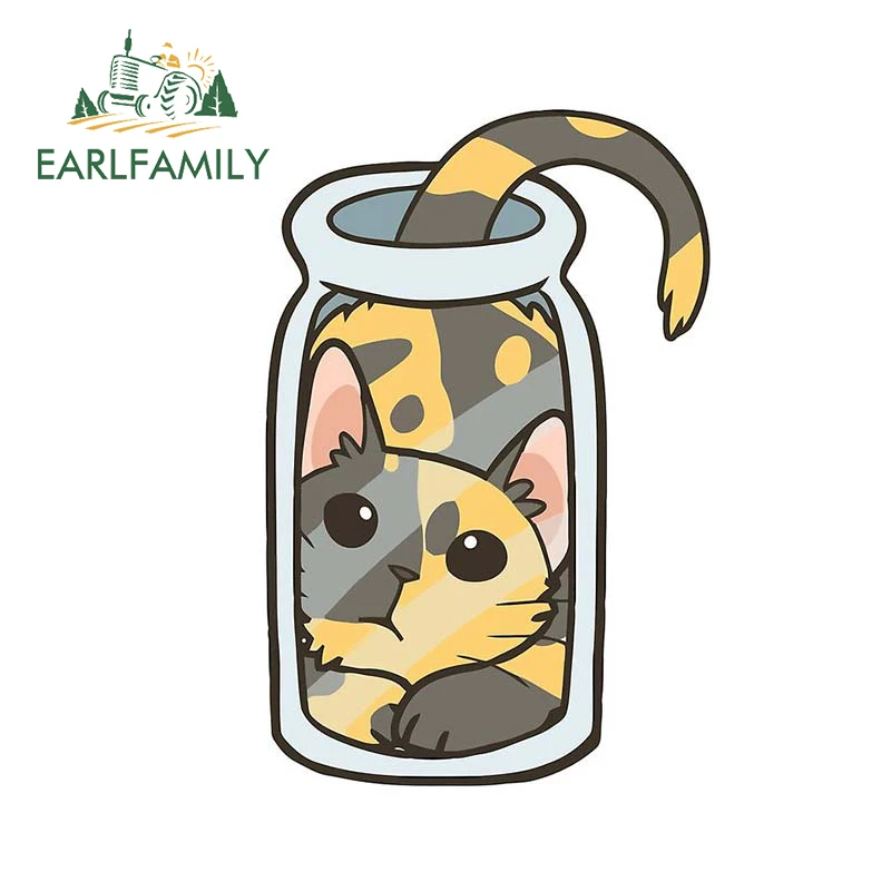 EARLFAMILY 13cm x 8.5cm Tortie Cats Car Sticker Vinyl Window Trunk Laptop Funny Bottled Cat Decal Cartoon Stickers Gifts