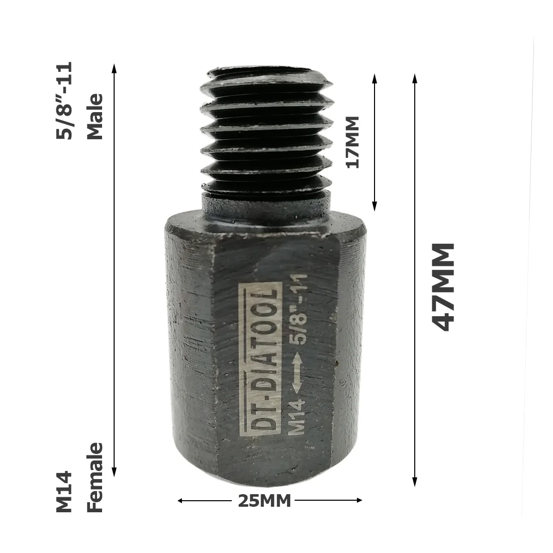DT-DIATOOL 2pcs 5/8-11 Male to M14 Female Thread Adapter for Diamond Core Bits Grinding Disc Can Fit 5/8-11 Tool to M14 Machine