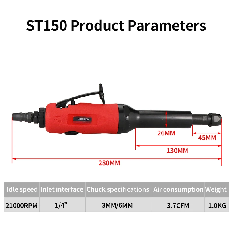 HIFESON Pneumatic Extension Rod Mold Grinder Engraving Sander Mold Hardware Jewelry Kit Polishing Tool Machine ST140/ST150