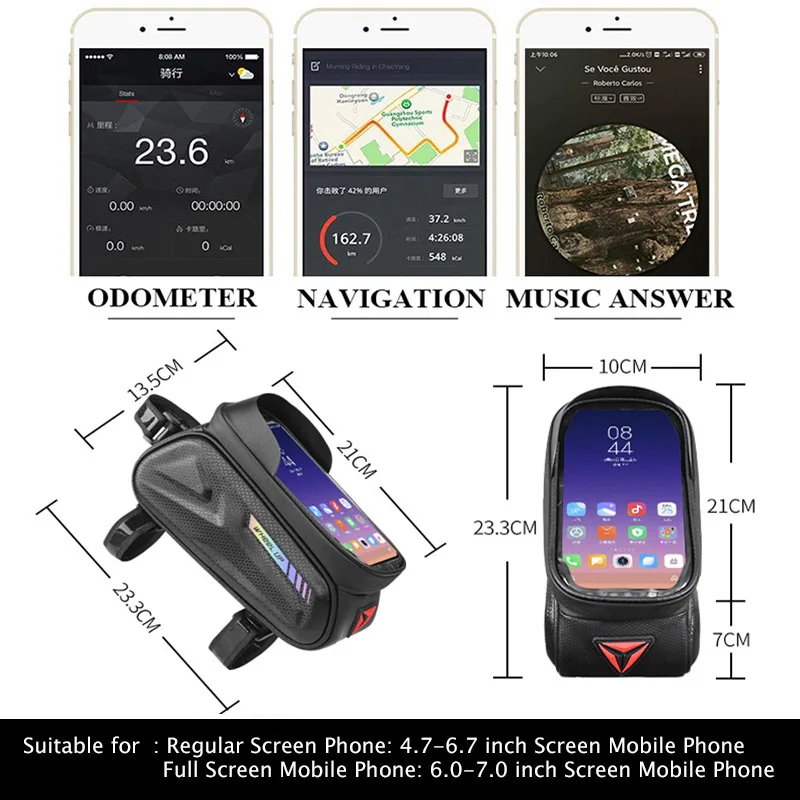 WHEEL UP Rainproof Bicycle Top Tube Bag Touch Screen Phone Cases 7 Inch Bike Bag Front with Sun Visor Cycling Assessoires