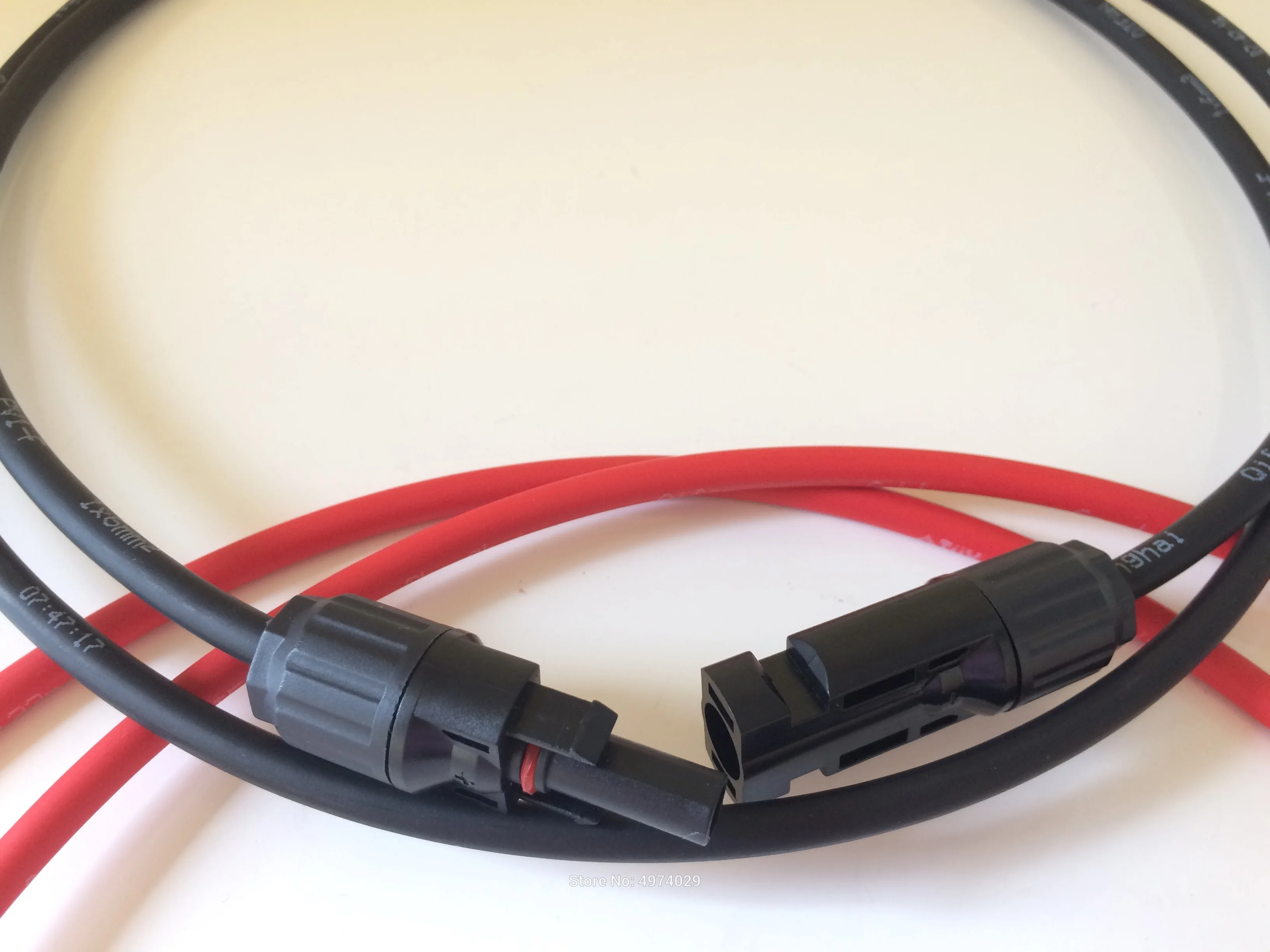 1 Pair Solar Panel Extension Cable Copper Wire, 6 4 2.5 mm, 2 10 12 14 AWG, Black and Red with Solar PV Cable Connectors