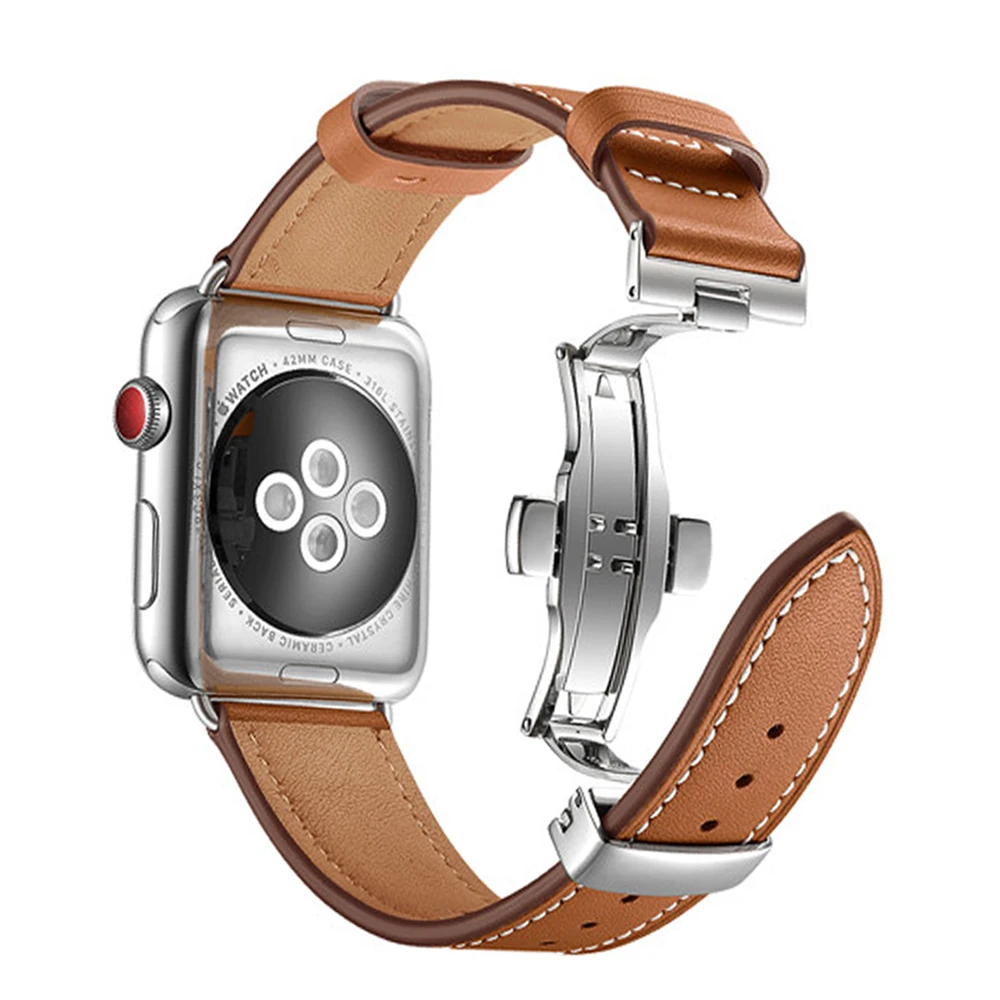 Genuine Leather Strap for Apple Watch Band 44mm 40mm 45mm 42mm 38mm 41mm  Accessories bracelet iWatch seires 3 se 7 8 ultra 49mm