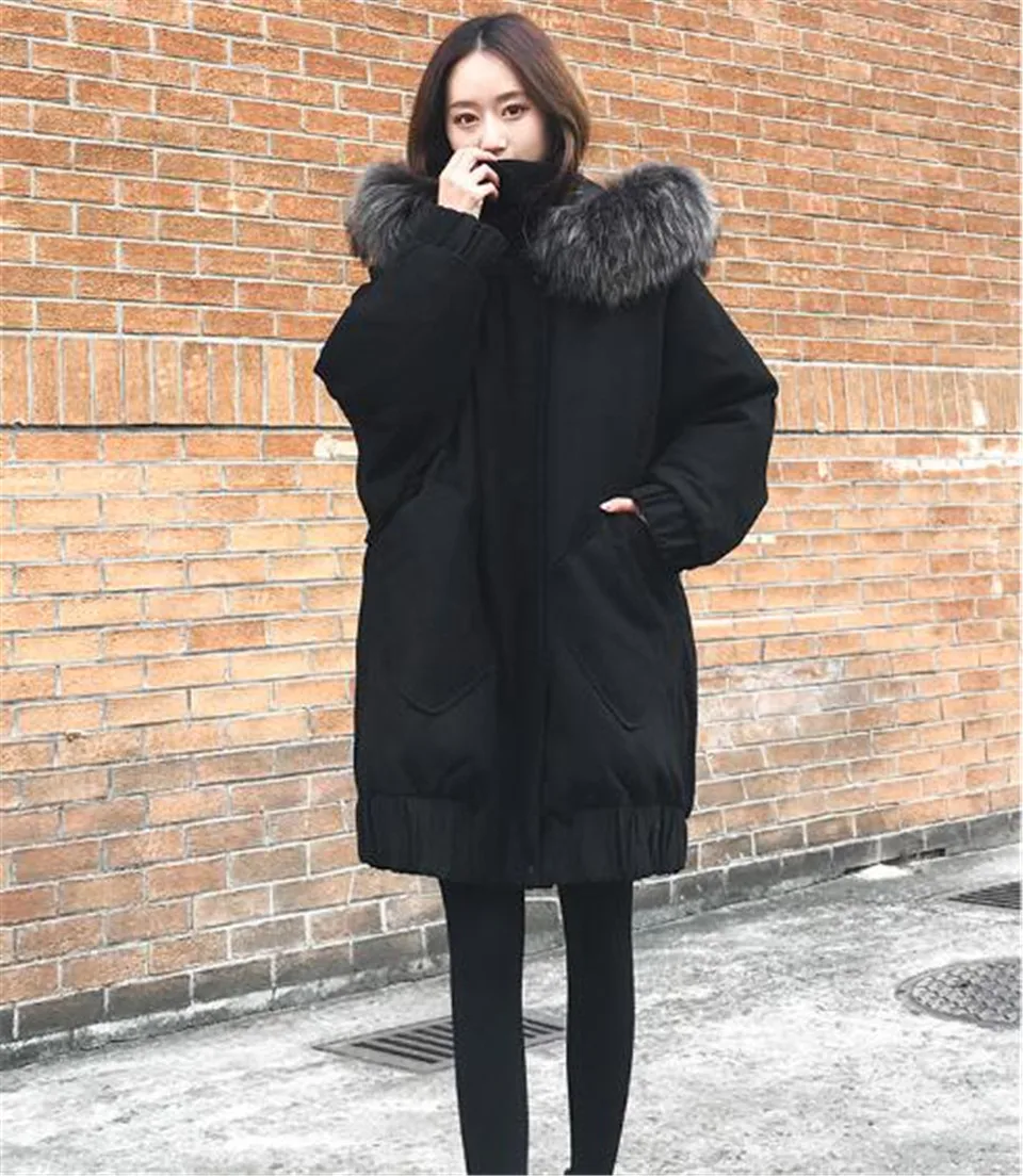 Winter Warme Lange Losse Capuchon Katoenen Parka 'S Overjas Dames Elegante Gewatteerde Faux Bontkraag Jassen Vrouwelijke Parka Jassen Outwear