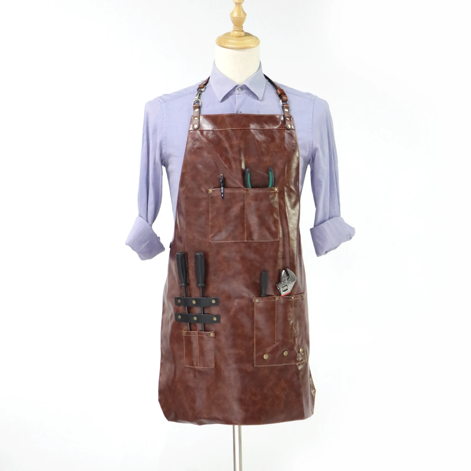 

Artificial Leather Microfiber Leather PU Work Overalls Leather Belt Custom Waterproof Work Apron