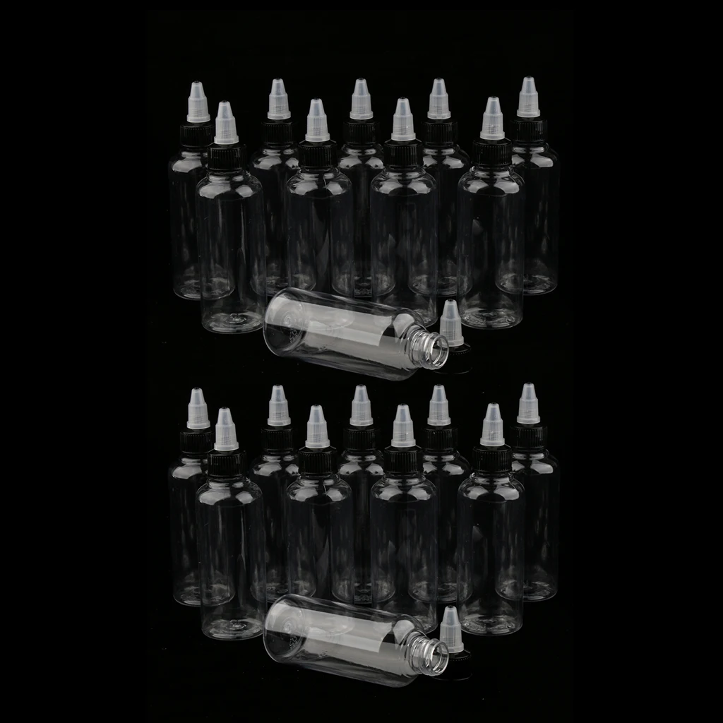 20 Pieces 100ml Plastic Liquid Ink Pigment Painting Empty Squeeze Tip Applicator Bottles with Twist Top Cap image 2