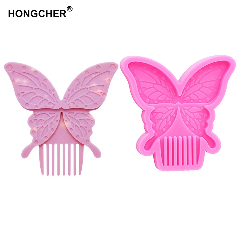 

Shiny Butterfly Comb Silicone Mold DIY Hair Jewelry Hand Making Crystal Epoxy Resin Casting Hair Pick Polymer Clay Mold