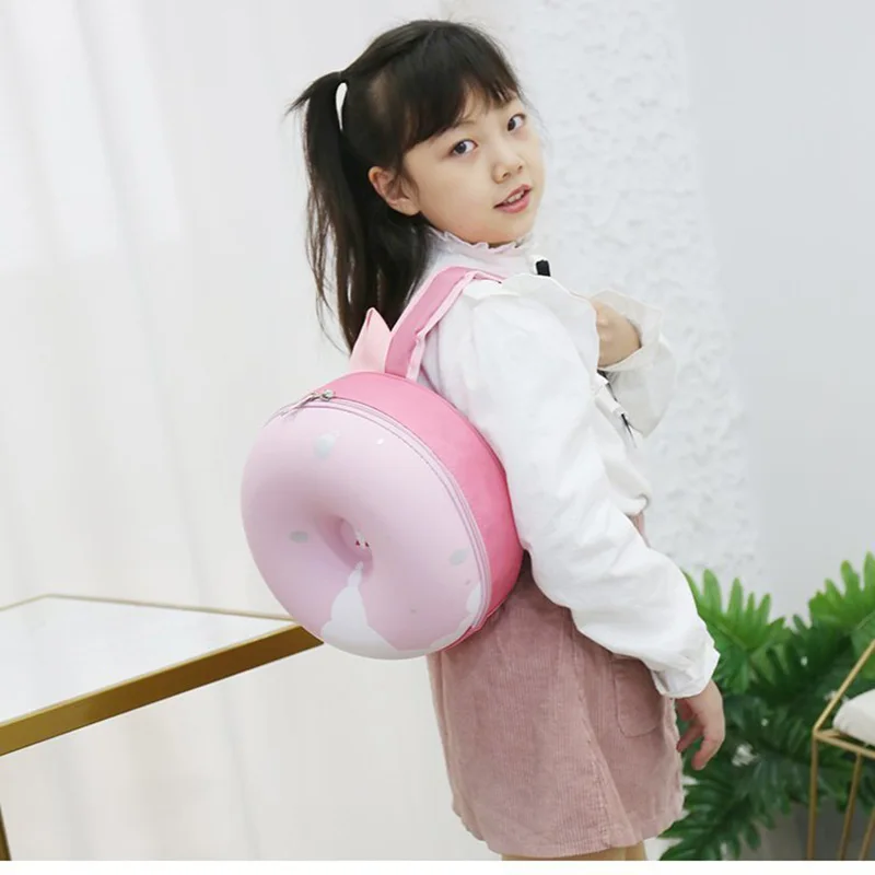 Cute Small Backpack Cartoon Round Rainbow ABS Bag Children Indergarten School Excursion Travel Donut Bagpack