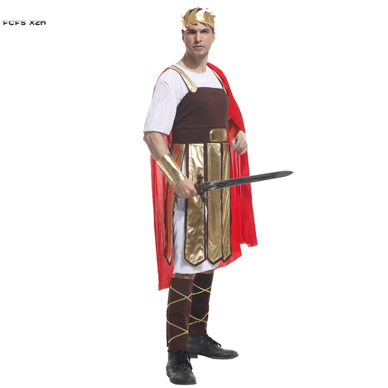 Man Halloween Spartan Warrior Costumes Adult Ancient Rome King Cosplay Carnival Purim Parade Nightclub Bar Role Play Party Dress