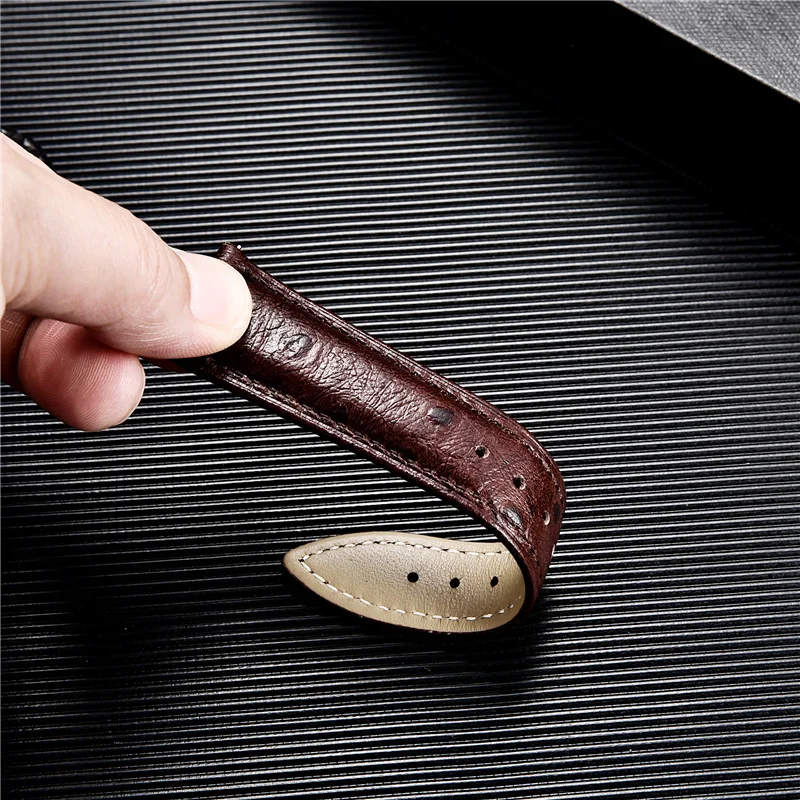 Ostrich Pattern Watch Strap Genuine Leather Watchbands 18mm 20mm 22mm Men Women Bracelet Quick Release Straps Wristwatch Band