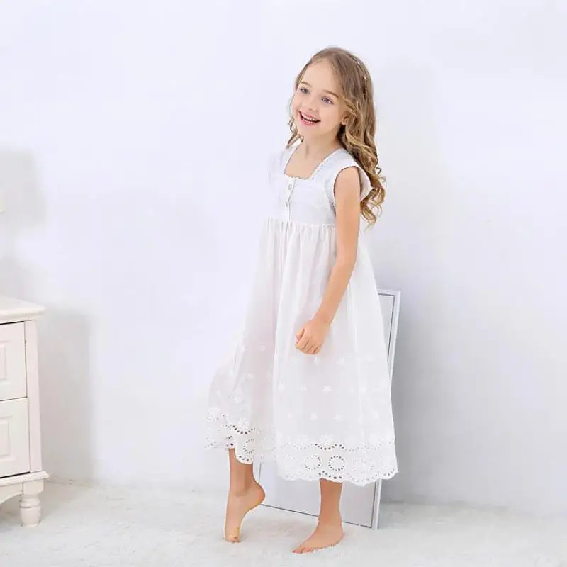 Toddle Girl White Nightdress Princess Dress Children Pajamas Nightgowns For Girls Kids Night Dress Girl Lace Sleeping Dress