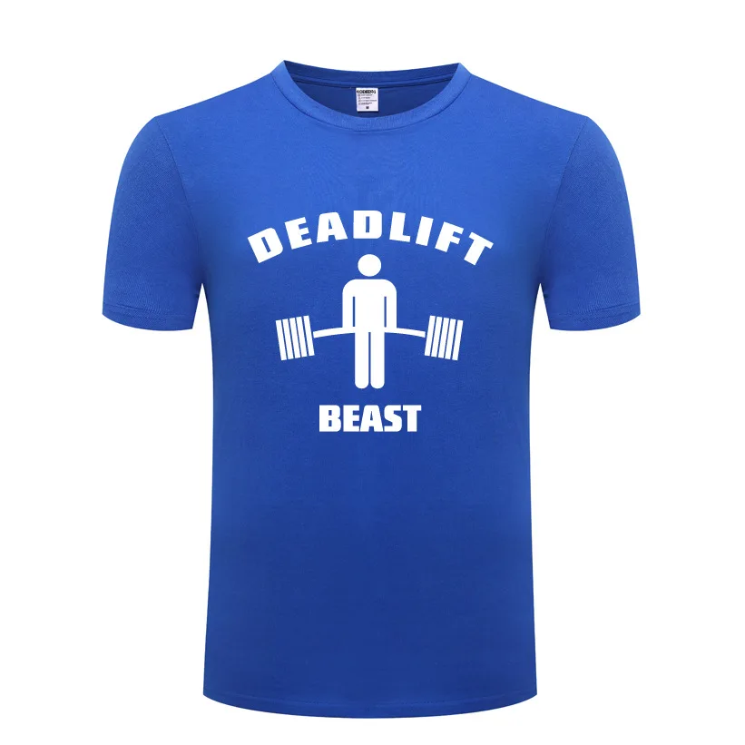 Deadlift Beast Weightlifting T Shirts Men Summer Style Short Sleeve O-Neck Cotton Tshirt Casual Male Fitness T-Shirt Streetwear