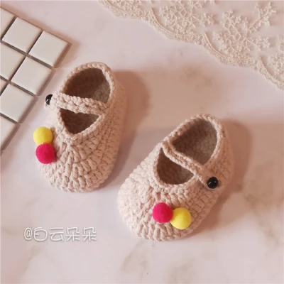 Crochet Bayi Sepatu Bayi Putih Sandal Jepit, Crochet Bayi Sepatu UKURAN 0-12 Bulan Tenunan Tangan Bayi Balita Sepatu