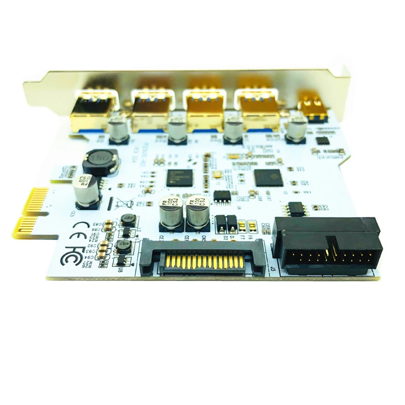 USB 3.1 Type C PCIe Expansion Card PCI-e to 1 Type C + 4 Type A 3.0 USB Adapter PCI Express Riser Card with USB 19pin Connector