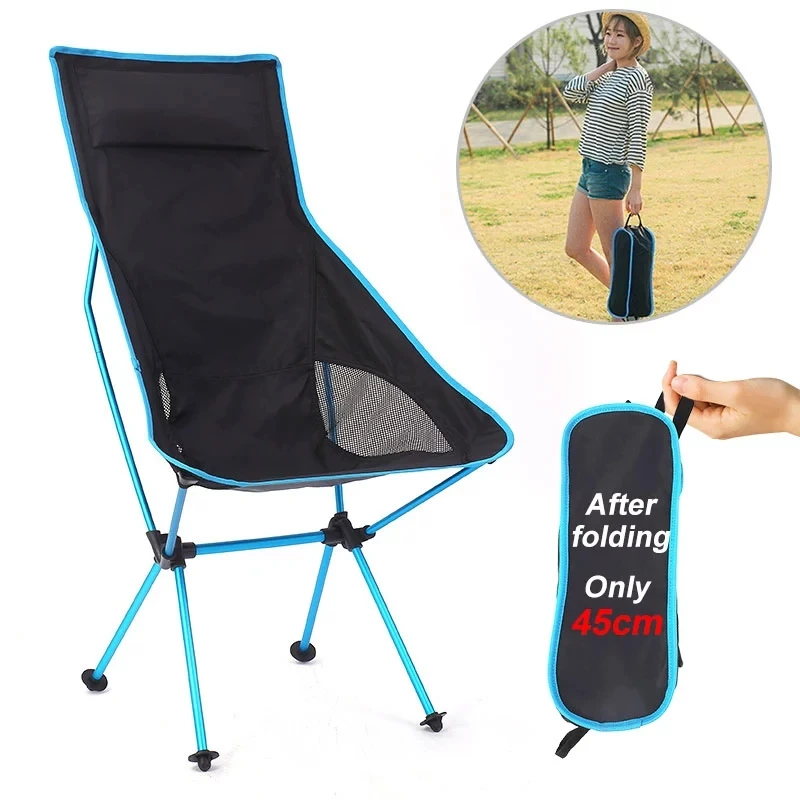 Light Moon Chair Lightweight Fishing Camping BBQ Chairs Folding Extended Hiking Seat Garden Ultralight Office Home Furniture