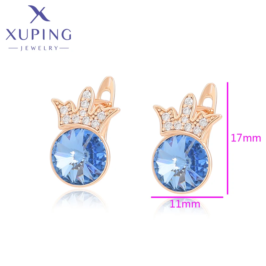 Xuping Jewelry Fashion New Arrival Crown Shaped Round Crystal Earring for Women Girl Party Gift  A00861241