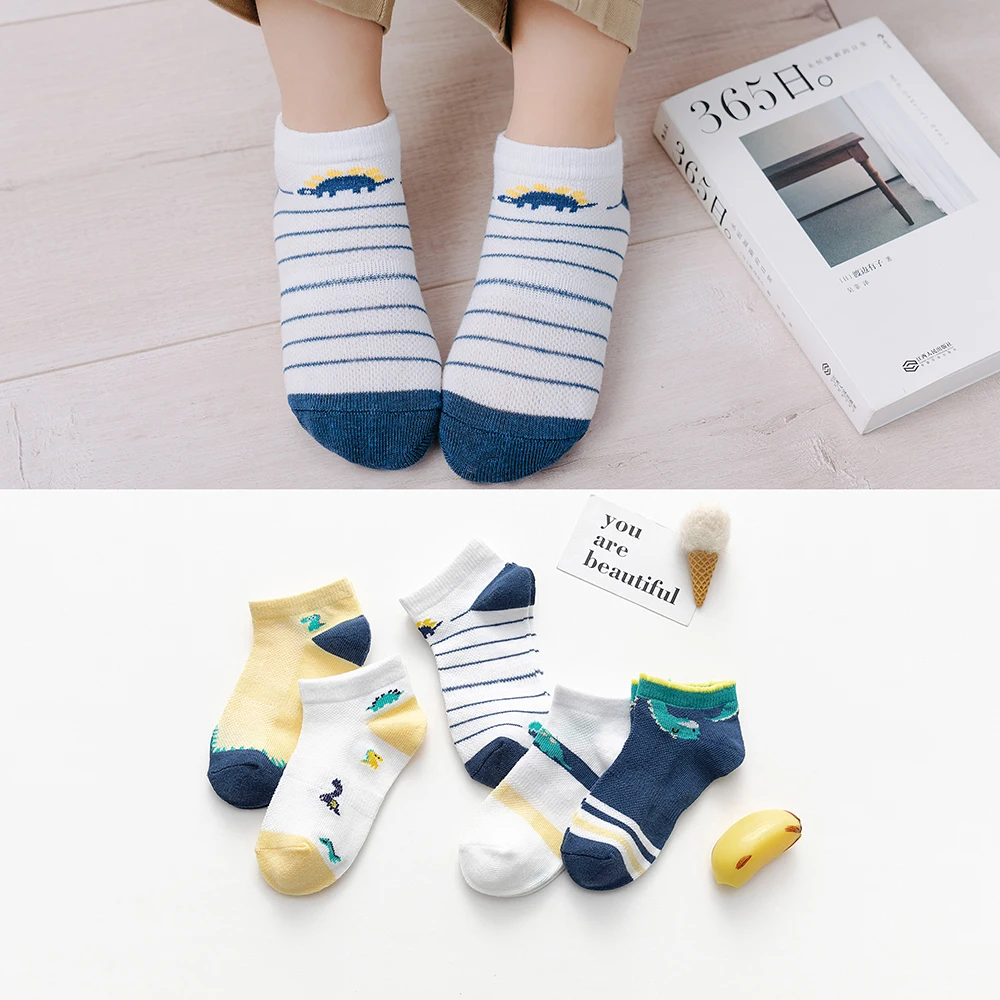 

5Pairs/lot Summer Spring New Baby Socks Cotton Animal Socks Dinosaur Cute Cool Thin Kids Socks Mesh Colorful Children Socks