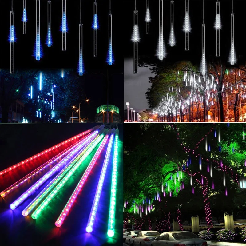 HoneyFly 8 Tubes Outdoor Meteor Shower  LED String Lights 30/50cm Waterproof For Tree Christmas Wedding Party Decoration