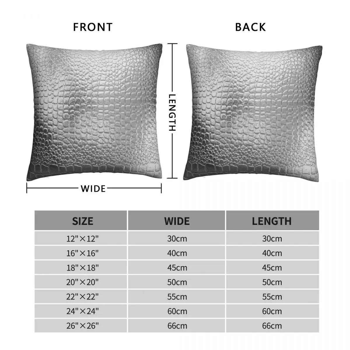 Silver Metal Snakeskin Square Pillowcase Polyester Linen Velvet Printed Zip Decor Room Cushion Cover