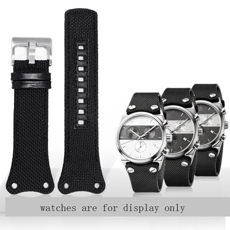 Yopo Nylon surface +leather bottom strap black men's wristband Suitable for K4B384B3 K4B371B6 K4B371B3 canvas watch chain