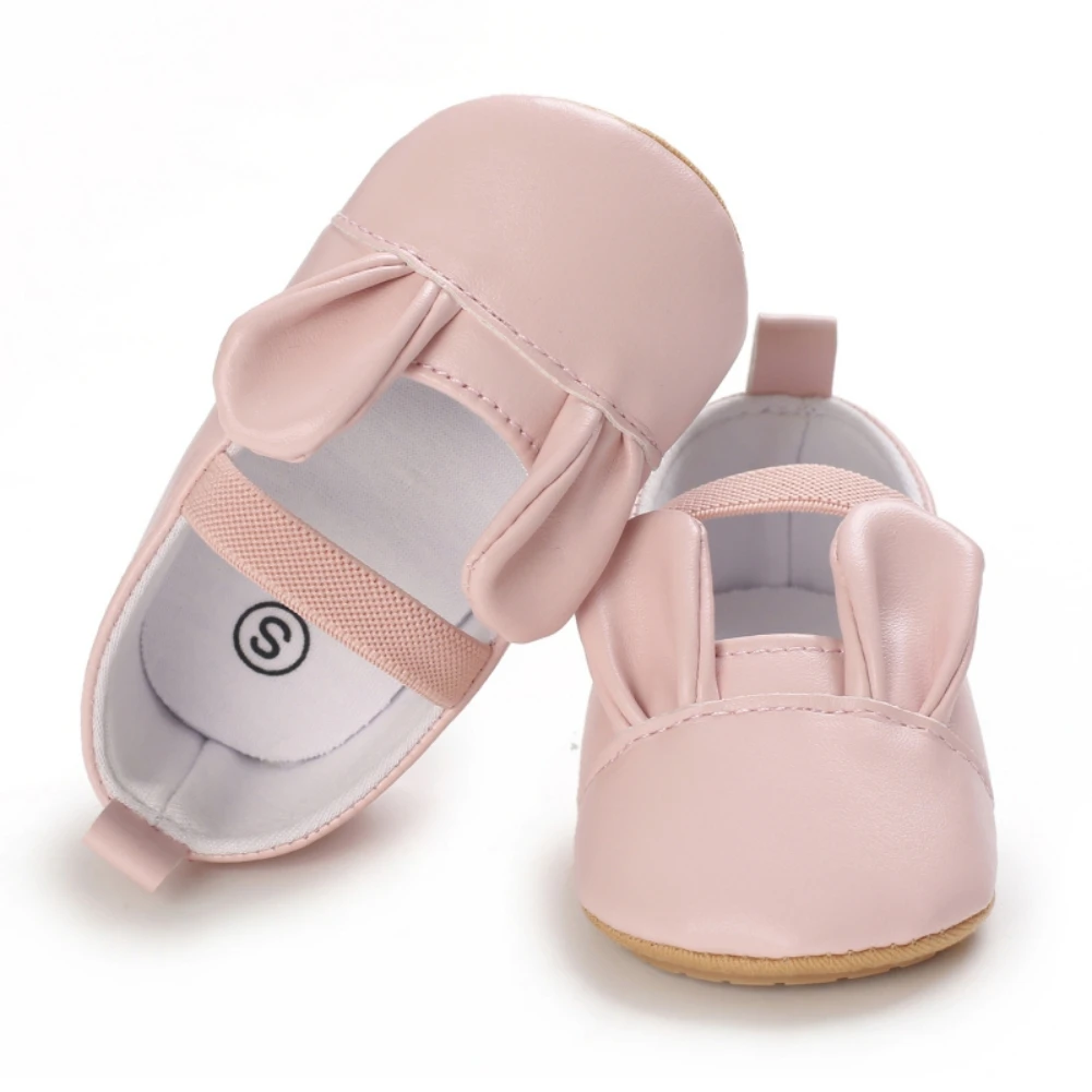 

Baywell Baby Girls Mary Jane Shoes Infant Non-Slip Bunny Ear First Walkers PU Leather Newborn Princess Wedding Shoes 0-18M