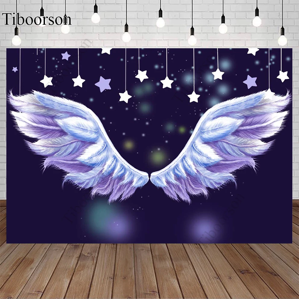 Baby Shower  Photo Background Little Baby with Angel Wings 1st Birthday Newborn Basket Backdrop Decoration  Photocall Props