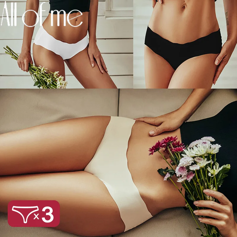 3PCS/Set Sexy Panties Women Seamless Underwear Female Briefs Underpants Invisible Intimates Lingerie One-Piece Low Waist Pantys