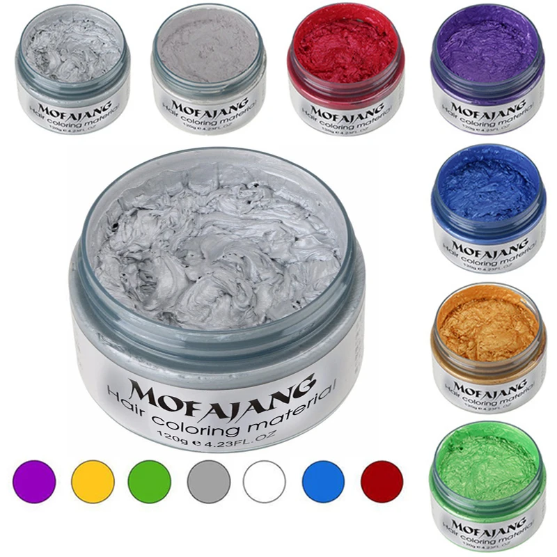 MOFAJANG 120g Hair Color Promades Wax Silver Ash Grey Strong Hold Temporary Hair Dye Gel Mud Easy Wash Hair Coloring Styling Wax