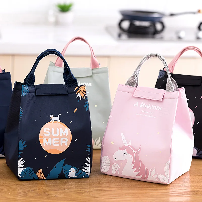 New Cute Cartoon Unicorn Lunch Bag Kids Women Thermal Cooler Bag Insulated Waterproof Tote Carry Storage Picnic Bento Pouch