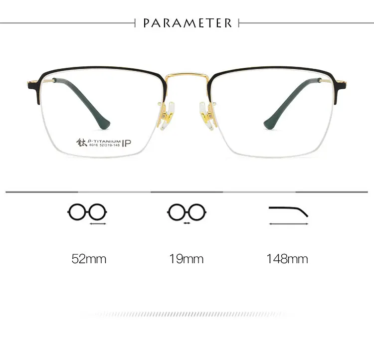 Beta Titan Rahmen Brille Halb Rand Brillen Männer Stil Rechteck Brillen Myopie Brillen Neue Ankunft – Detail 3