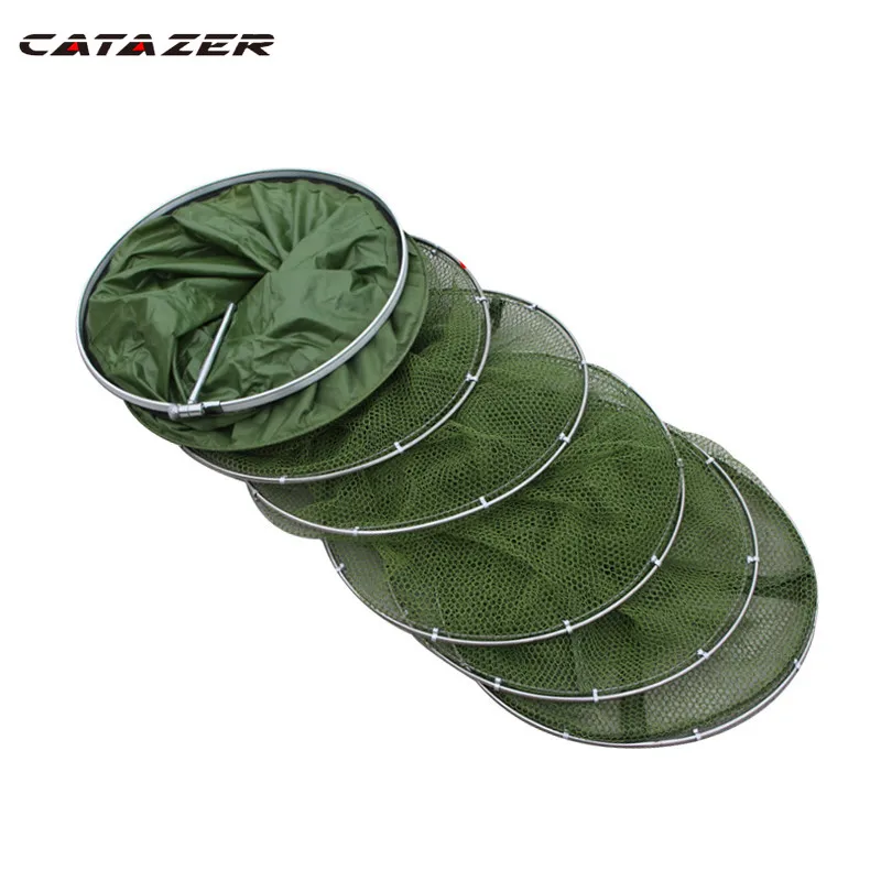 

Double Stainless Steel Rings 5 Layers Collapsible Fish Care Net Folding Shrimp Minnow Fishing Trap Dip Net Cage 50kg Load