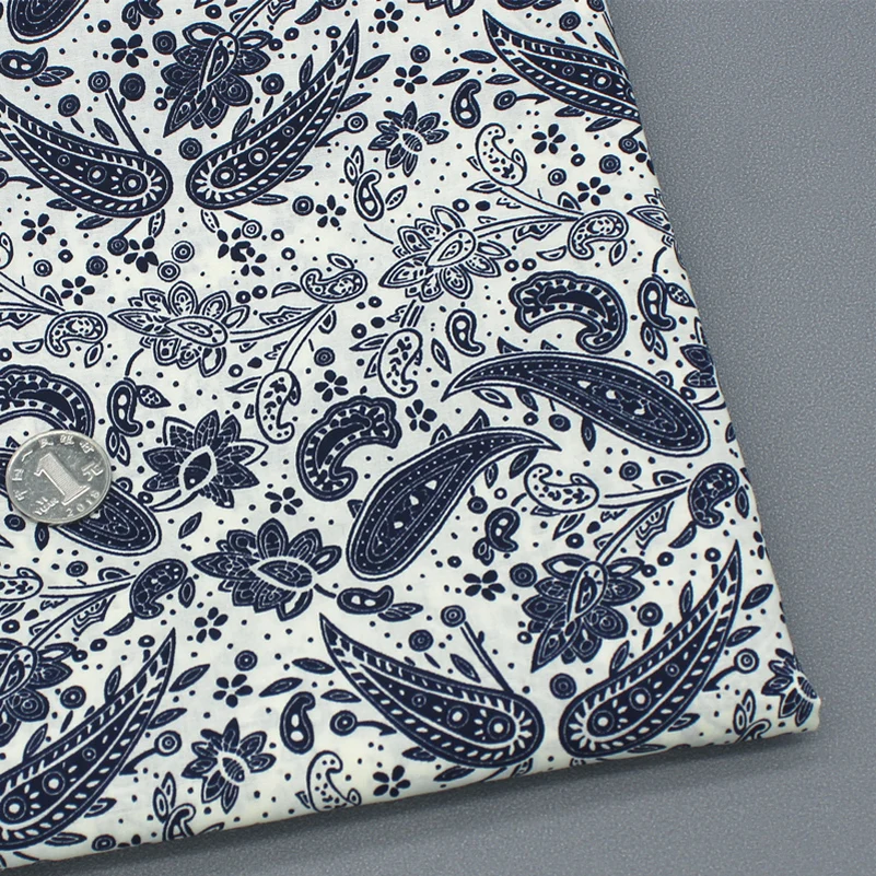 Ethnic Paisley Style Cashew Print Cloth Flower Floral Cotton Poplin DIY Handmade Fabric By Half Meter