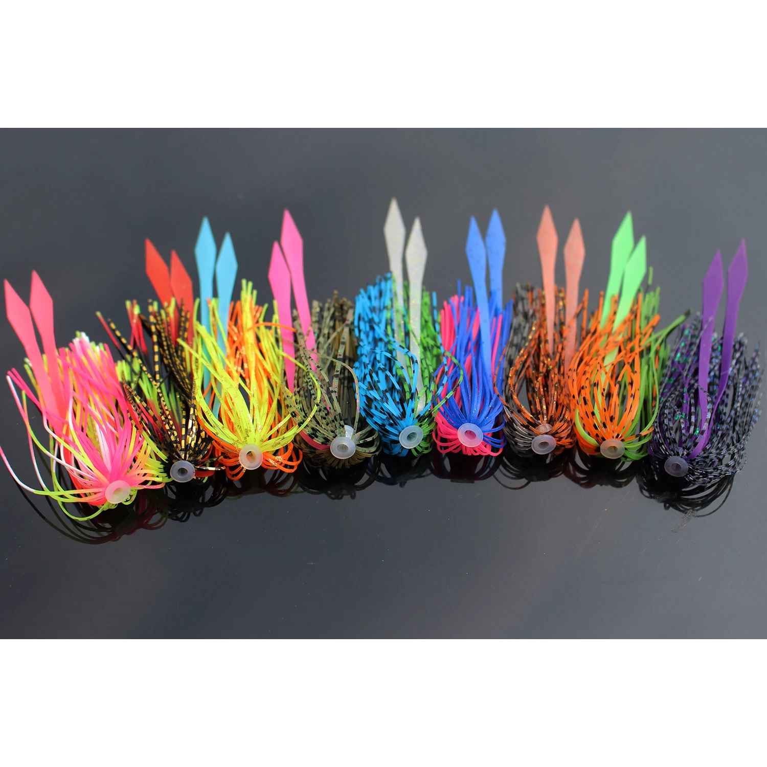 

Tigofly 9 pcs 9 colors Colorful Silicone Skirts Streamer Spinnerbait Buzzbait Squid Rubber Lure Baits Fishing Lures Accessories