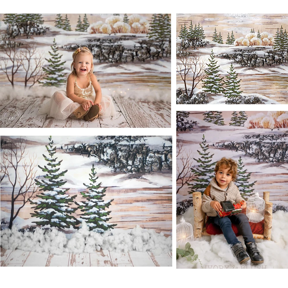 Snow Scene Newborn Backdrop for Photography Winter Christmas Baby Shower Birthday Party Children Artistic Portrait Photo Studio