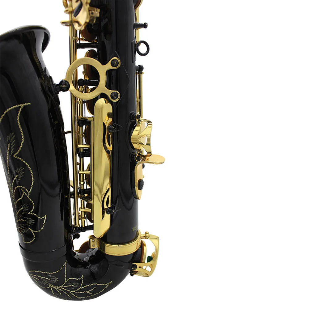 Alto Saxophone Eb E Flat Brass Lacquered Gold Black Sax With Case Gloves Cleaning Cloth Woodwind Musical Instrument Accessories