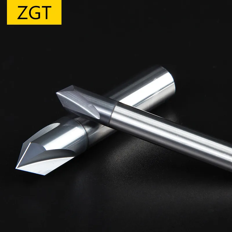 ZGT Chamfering Milling Cutter 60 90 120 Degree Coated 3 Flute Chamfer End Mill Carbide CNC Tungsten Steel Milling Cutter Endmill