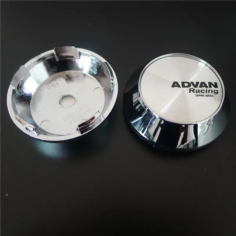 4pcs Advan Racing 65mm Wheels Center Cap Hubs Car Styling Rims Cover Logo Emblem Badge Black Chrome