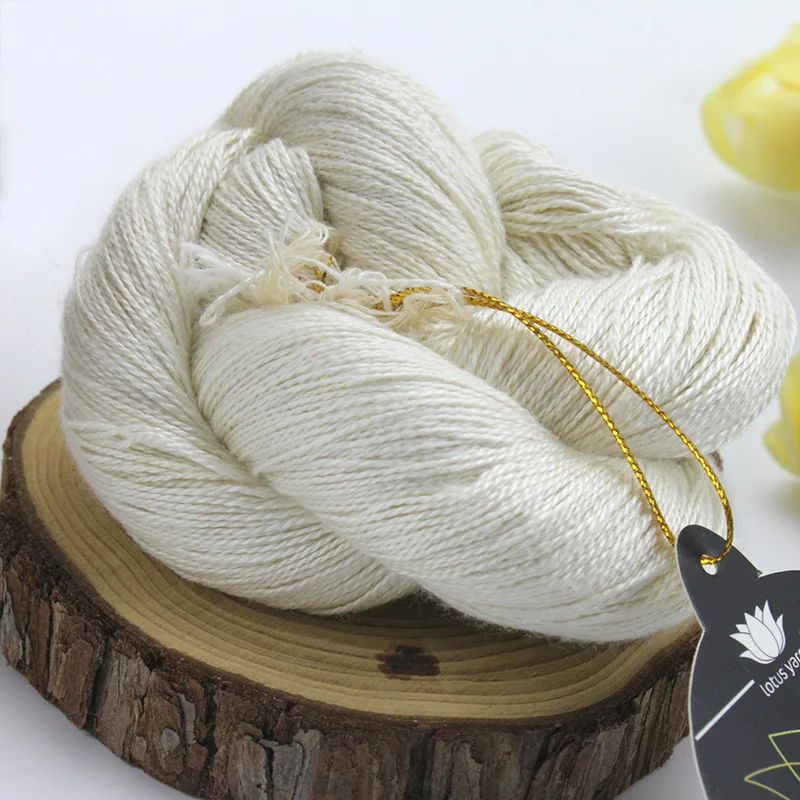 Super Soft 100% Silk Yarn For Hand Knitting Crochet Undyed 50g Hank  Lace Weight Natural White Silk 22