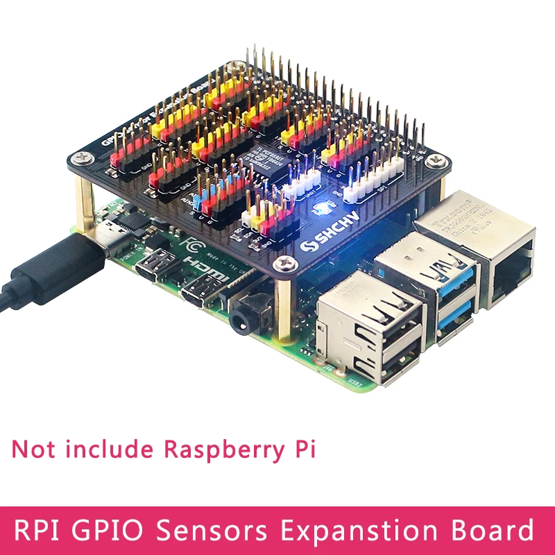 SHCHV Raspberry Pi 4 GPIO Sensors Expansion Board AD/DA Digital to Analog Conversion Extension Board for Raspberry Pi 4B/3B/3B+