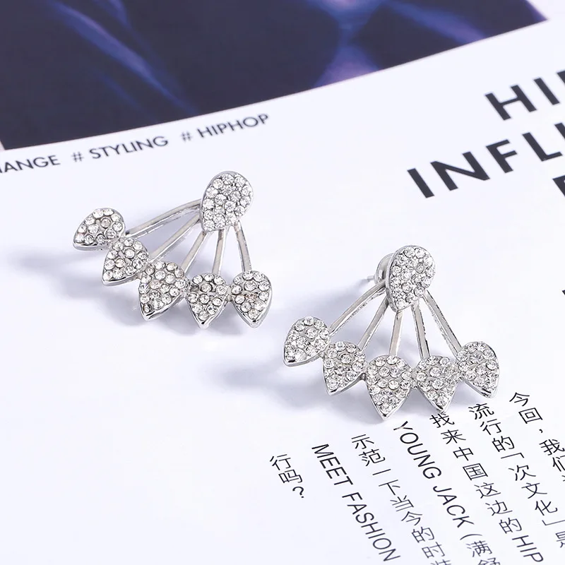 Trendy Crystal Small Stud Earring For Women Korean Daisy Leaves Girls Sweet Earring Fashion Jewelry Accessories