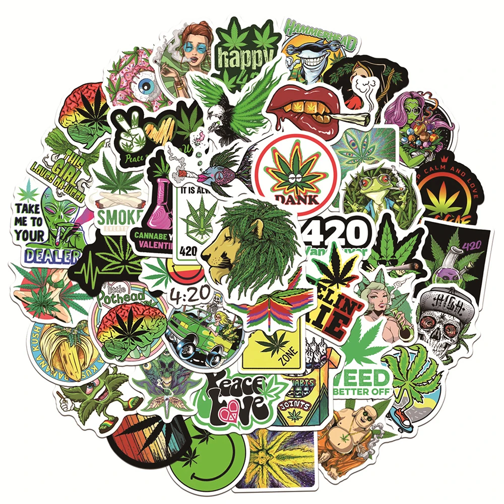 10/30/50PCS Funny Characters Leaves Weed Smoking Graffiti Stickers DIY Skateboard Fridge Guitar Motorcycle Cool Sticker Toys