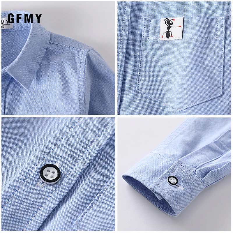 GFMY 2020 New Spring Oxford Textile Cotton Blouse Girls Boys White Shirt 3T-14T British style Kid Casual School Clothes